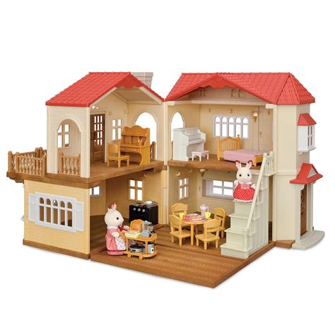 calico critters red roof country home dollhouse playset  figures furniture  accessories