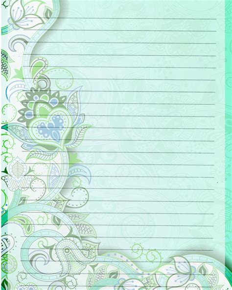 printable journal page green lined digital stationery    etsy