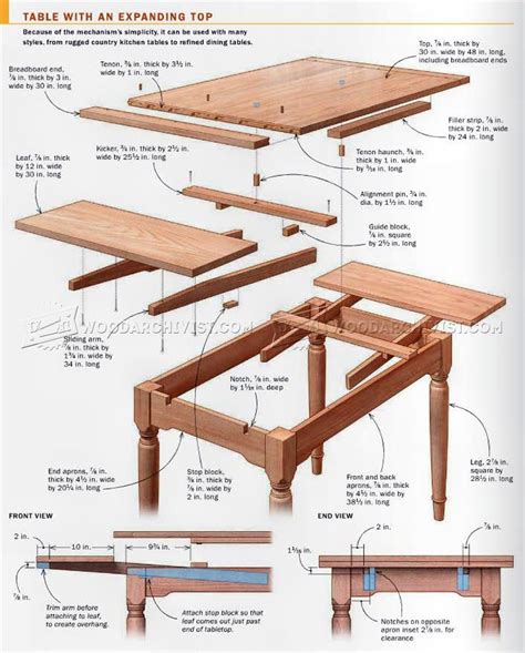 expanding table plans woodarchivist