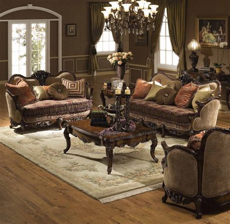 victoria  pc living room set antique walnut living room sets
