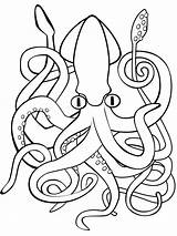 Squid Kids Giant Coloring Drawing Octopus Pages Colossal Getdrawings Print Evil Silhouette Vector Di sketch template
