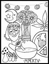 Stoner Hippie Chakra sketch template