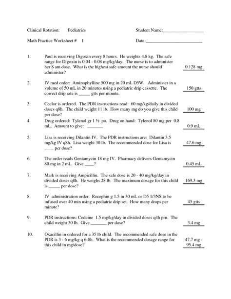 printable pharmacy technician math worksheets  lyana worksheets