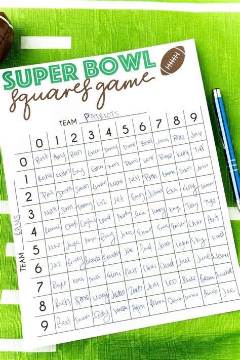printable super bowl squares template  rules play party plan