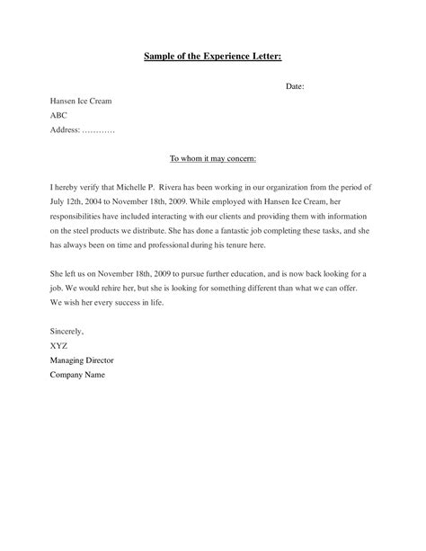 employee experience letter sample master  template document