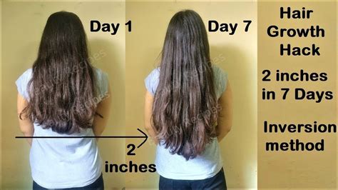 hair growth hack  inches hair growth   week  inversion method  long hair youtube