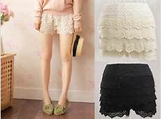 Cute Women Crochet Tiered Lace Shorts Skirts Skort Pants Safety
