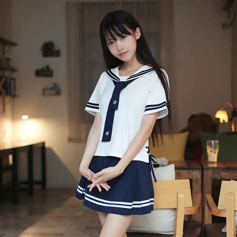 summer japan and south korea navy style white sailor suit jk schoolgirl