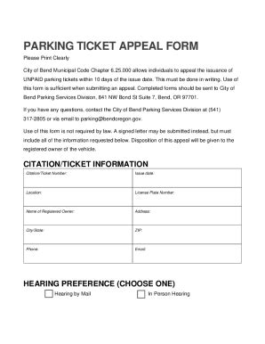 write  appeal letter  parking ticket fill