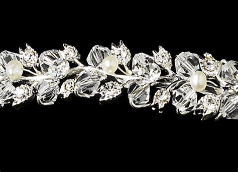 swarovski crystal ivory pearl silver bridal tiara