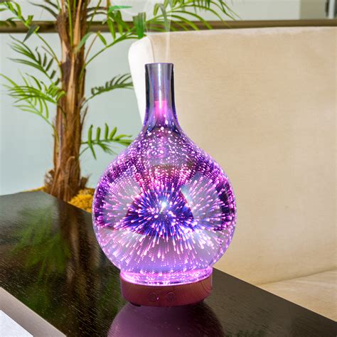 ultrasonic glass aromatherapy diffuser humidifier  firework light effect