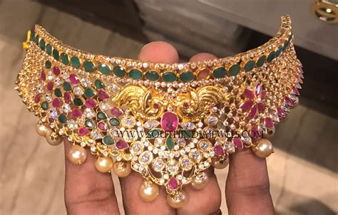 grams gold choker necklace south india jewels