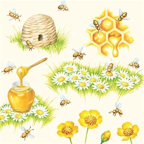 ambiente papieren servet lunch diner p bees bijen bijenkorf honingraad xcm