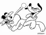 Mickey Pluto Coloring Mouse Disneyclips Pages Friends Playing Ball sketch template
