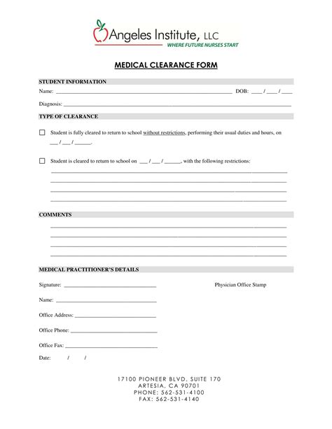 sample medical clearance letter  doctor