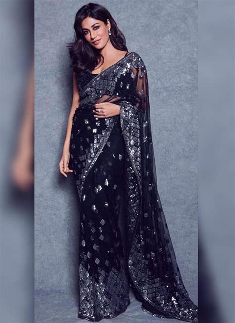 Black Saree Sequins Soft Net Saree Indian Designer Saree Etsy