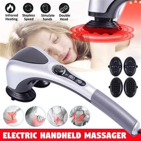electric handheld double head massager infrared heating body neck back