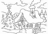 Christmas Coloring Landscape House Printable Pages Kids Categories sketch template
