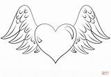Coloring Wings Heart Pages Printable Drawing Colorings sketch template