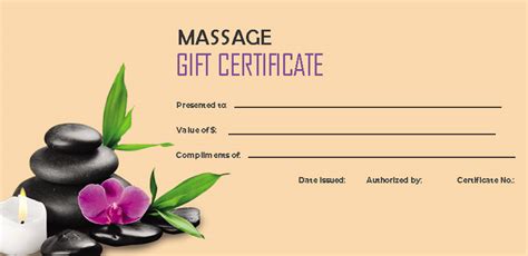 massage gift certificate template  printable printable templates