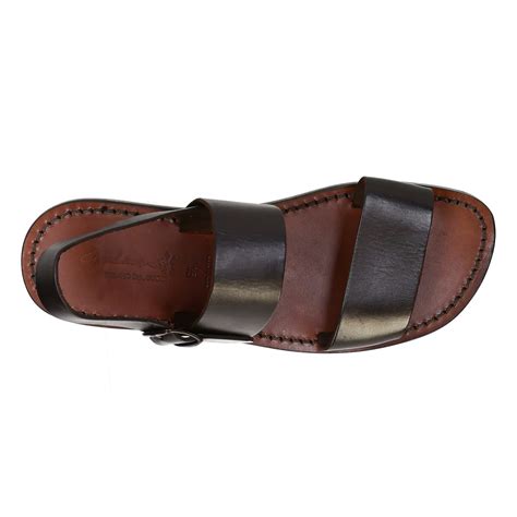 handmade mens sandals  dark brown leather   italy  leather craftsmen