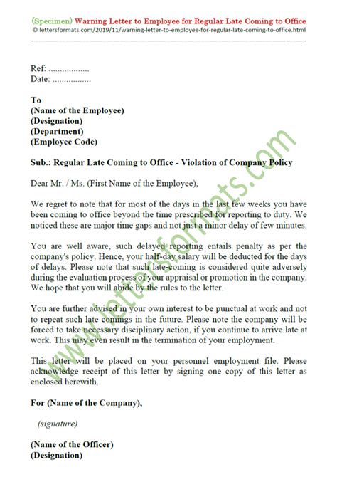 warning letter  employee  late coming gotilo