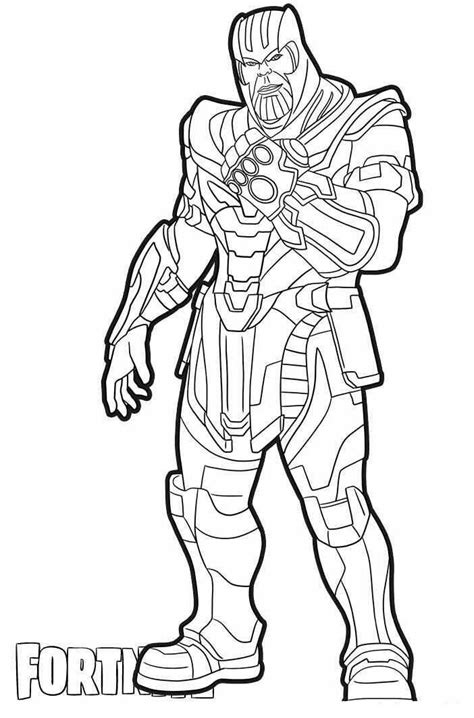 marvel thanos  full accessories  fortnite video game coloring page