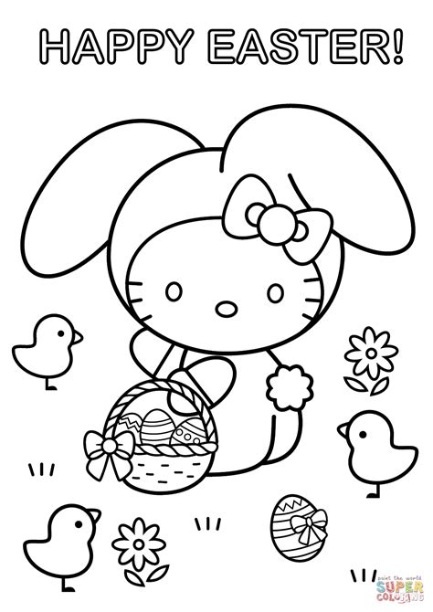 kitty happy easter coloring page  printable coloring pages