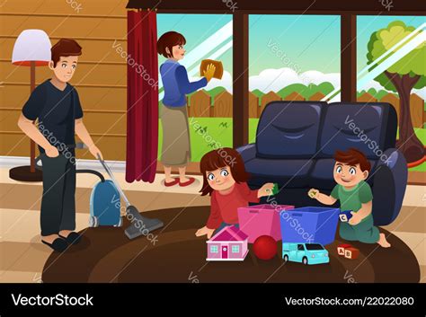 family cleaning house royalty  vector image