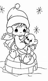 Coloring Precious Moments Pages Winter Christmas Printable Cute Color Girl Doll Sheets Drawing Kids Princess Cartoon Colour Beautiful Printables Print sketch template