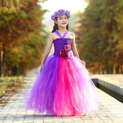 kids fancy dress girls princess flower tutu dress gowns  children