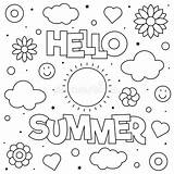 Sommer Coloring Corel Farbtonseite Betrag Abgehobenen Hallo Blumen Wolken Biene sketch template