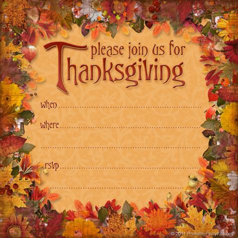 printable party invitations  thanksgiving dinner announcement