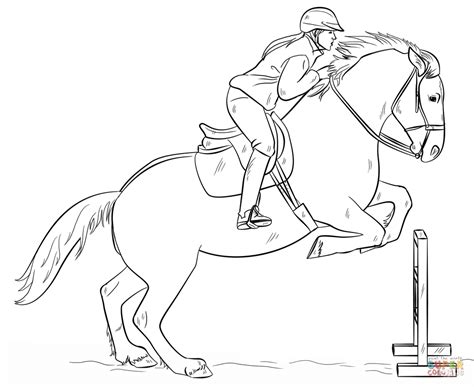 jumping horse  rider coloring page  printable coloring pages