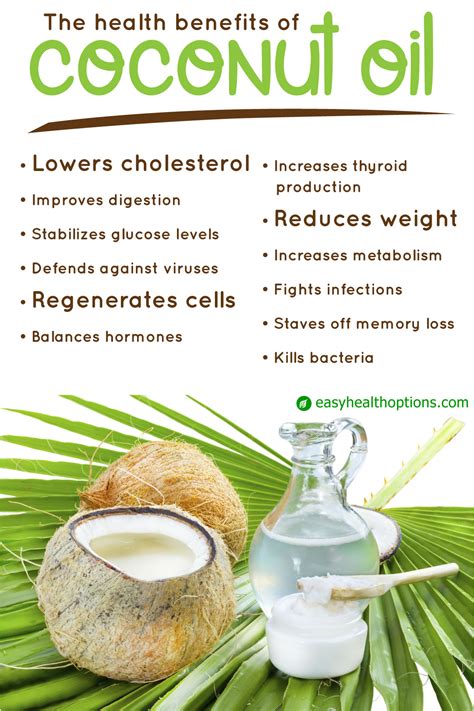 health benefits  coconut oil infographic easy health options