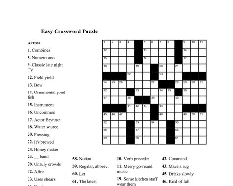 easy printable crossword puzzles  seniors  answers  large