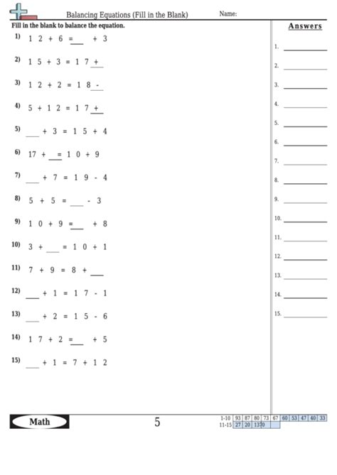 balancing equations fill   blank equation worksheet