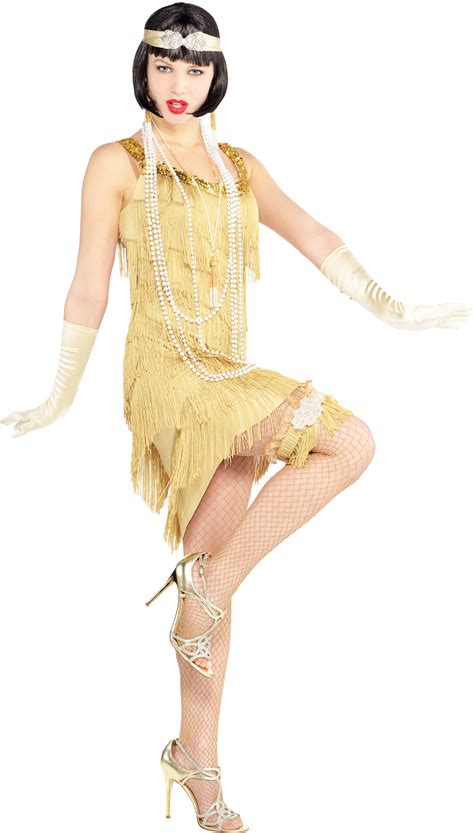 gold flapper dress ladies fancy dress gatsby  charleston womens costume