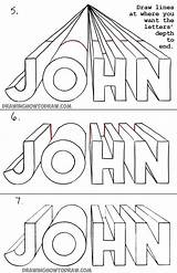 Perspective Point Letters Draw Drawing 3d Step Visit sketch template