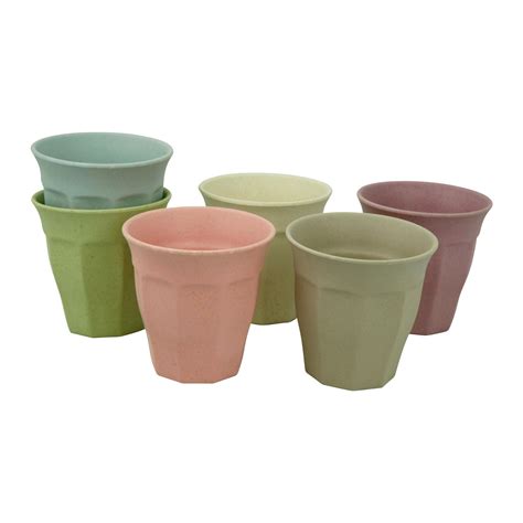 zuperzozial cupful  colour bekers bamboe   set van  bamboe tafelgerei drinkbekers