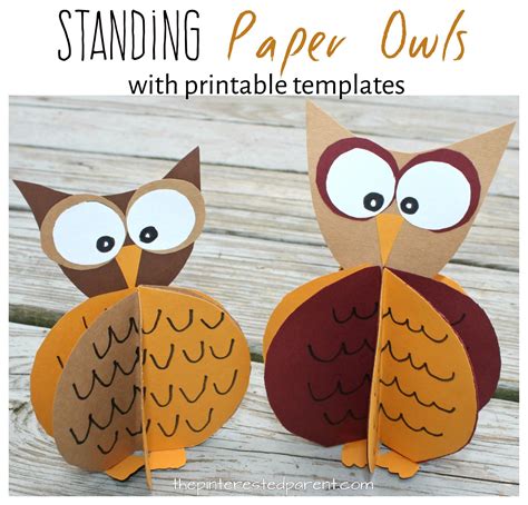 standing paper owl crafts  pinterested parent