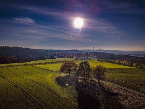 drone nature germany sunset colors stock photo image  drone shoot
