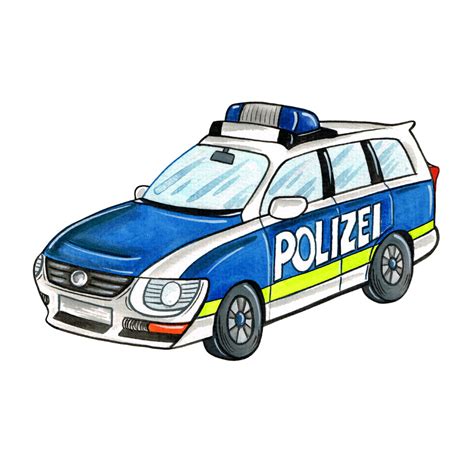 buegelbild polizeiauto blau deutschland  exklusiv