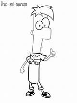 Ferb Phineas Colouring Printable sketch template