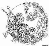 Adulte Stress Coloring Fairy Difficult sketch template