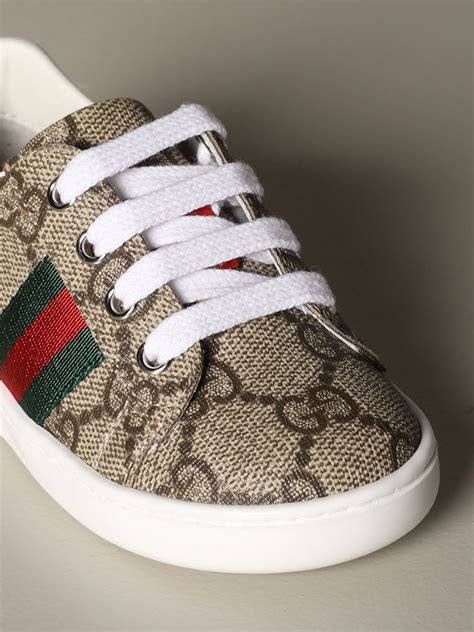 gucci ace sneakers  web bands  gg supreme print shoes gucci kids beige shoes gucci