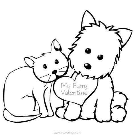 valentines day coloring pages dog  cat xcoloringscom