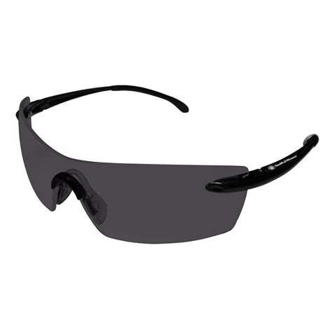 smith wesson caliber safety glasses  black frame smoke anti