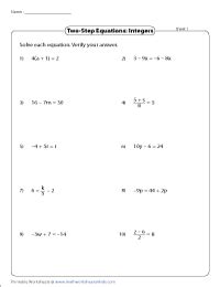 step equations integers worksheet worksheet resource plans