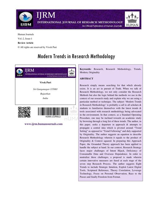 modern trends  research methodology